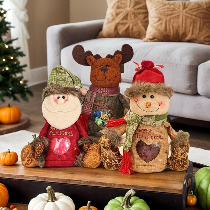 Christma s Gift Bags Zipper Design,2026 New 3D Santa Snowman Deer Doll GiftBags,Reusable Christmas Zipper Gift Bags,Thickened Felt Material, For Packaging of Apples,Candies,Small Toys and Gifts - Image 2